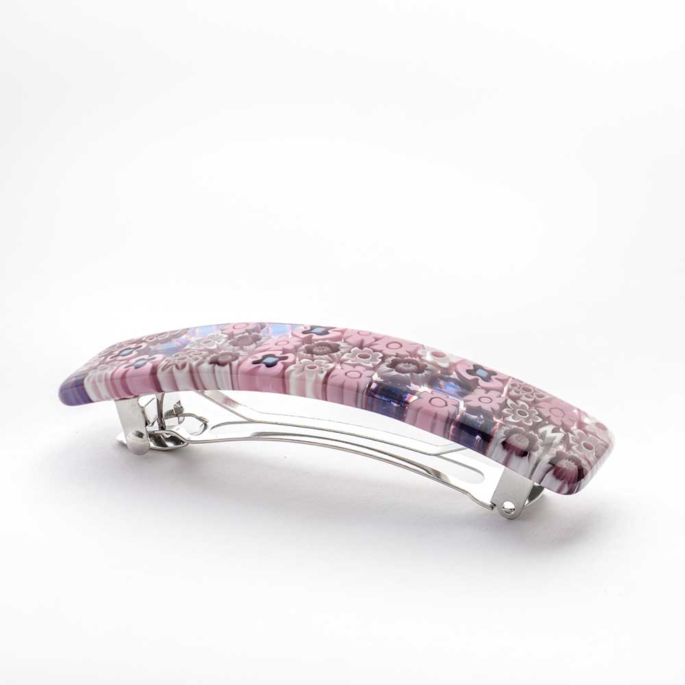 Ercole-Moretti-Audrey-collection-fermacapelli-in-murrine-glass-hair-clip-barrette-rose-rhapsody-10225FC_P_1.jpg Rectangular hair clip Rose Rhapsody in Millefiori Murano glass - Image 1