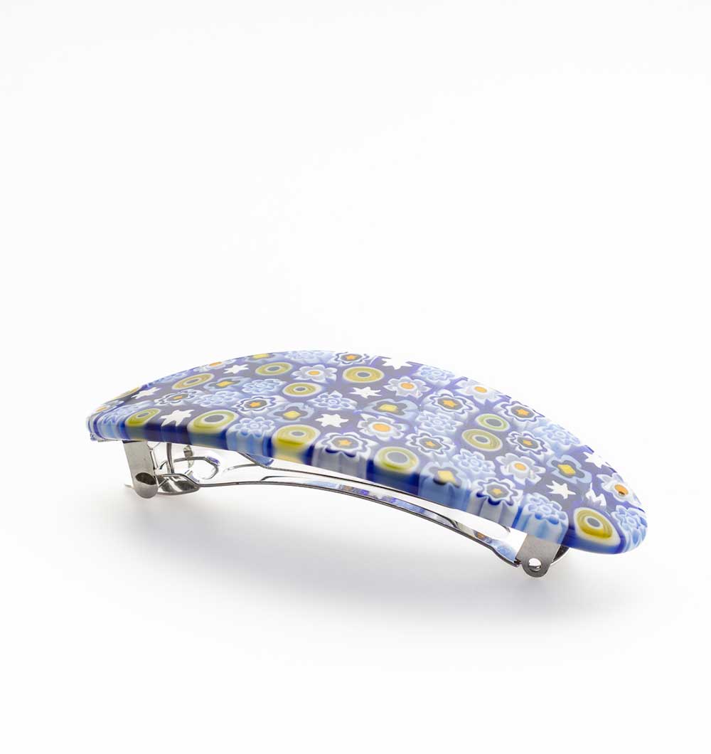 Ercole-Moretti-Audrey-collection-fermacapelli-in-murrine-glass-hair-clip-barrette-starry-blossom-10427FC_212_1.jpg Fermacapelli ovale Starry Blossom in murrine - immagine 1