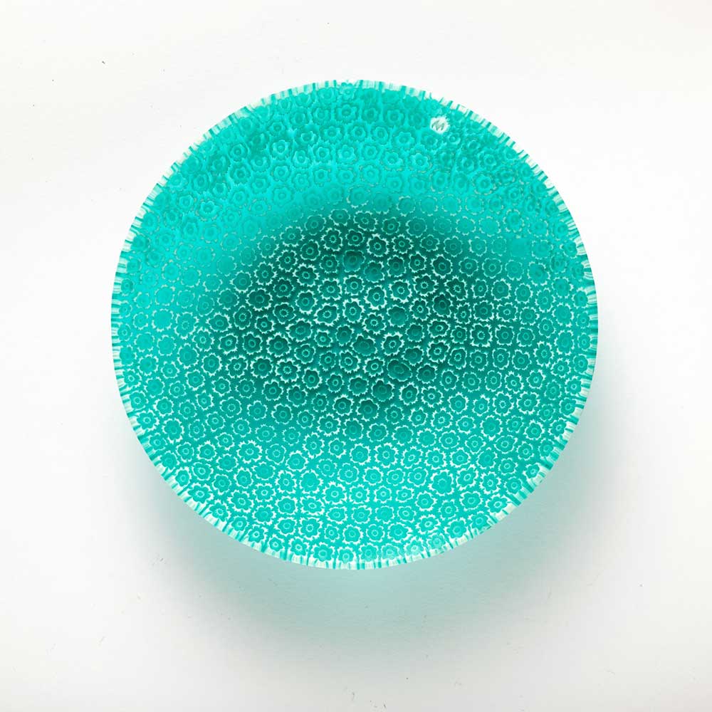 Ercole-Moretti-Classic-collection-ciotola-con-murrine-in-vetro-di-Murano-glass-murrina-bowl-lagoon-Basic_13C_159_2.jpg Lagoon bowl in turquoise Millefiori Murano glass ø 13 cm - Image 1