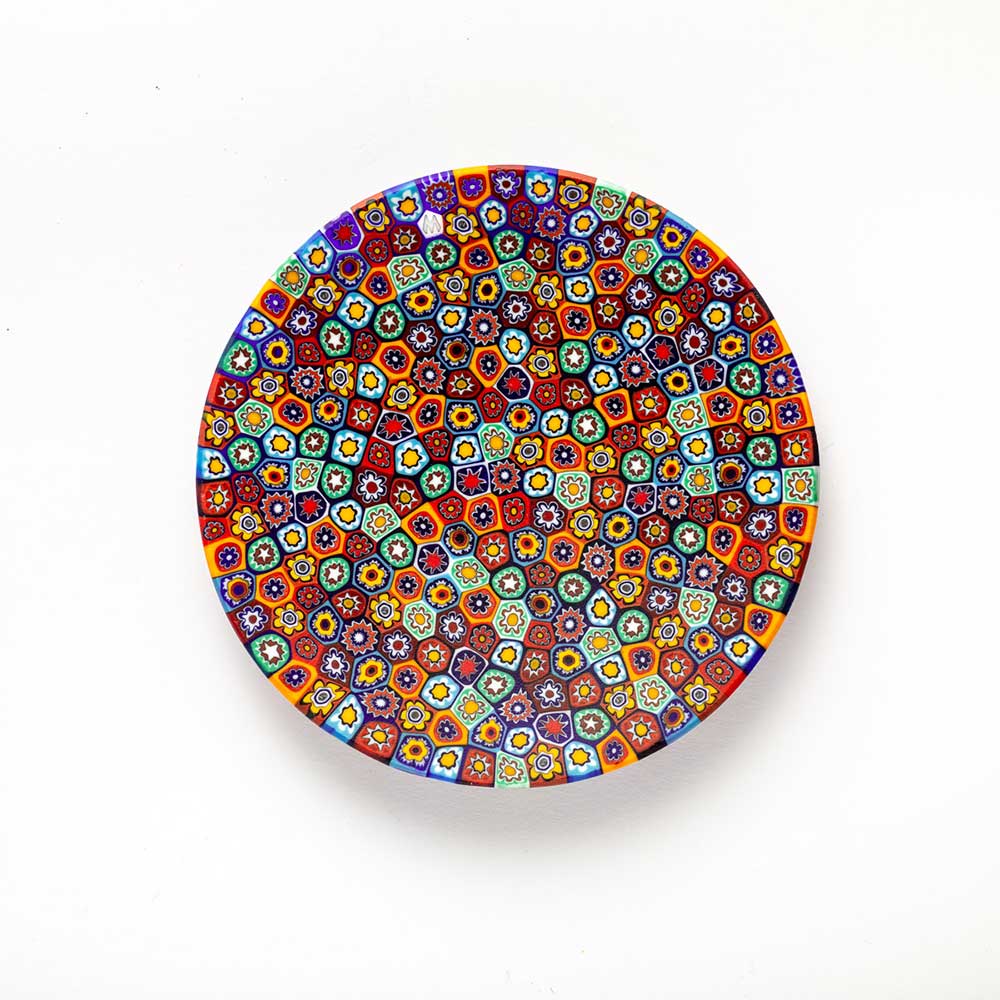 Ercole-Moretti-Classic-collection-piatto-con-murrine-in-vetro-di-Murano-glass-murrina-plate-millefiori-Basic_13P_100_2.jpg Millefiori plate in multicolor Millefiori Murano glass ø 13 cm - Image 1