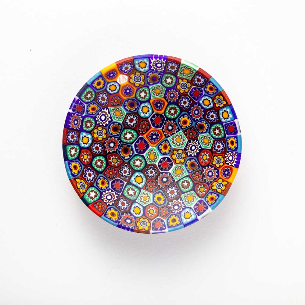 Ercole-Moretti-Classic-collection-piatto-con-murrine-in-vetro-di-Murano-glass-murrina-plate-millefiori-Basic_8_100_2.jpg Millefiori plate in multicolor Millefiori Murano glass ø 8 cm - Image 1