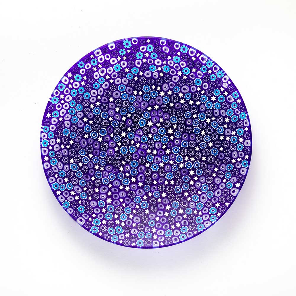 Ercole-Moretti-Classic-collection-piatto-con-murrine-in-vetro-di-Murano-glass-murrina-plate-pleiades-Basic_19_224_2.jpg Pleiades plate in blue Millefiori Murano glass ø 19 cm - Image 1
