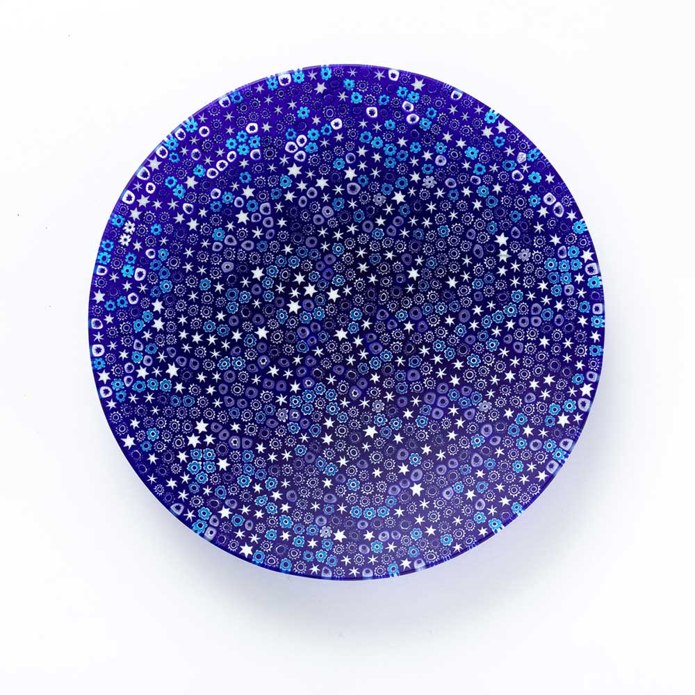 Ercole-Moretti-Classic-collection-piatto-con-murrine-in-vetro-di-Murano-glass-murrina-plate-pleiades-Basic_24_224_2.jpg Pleiades plate in blue Millefiori Murano glass ø 24 cm - Image 1