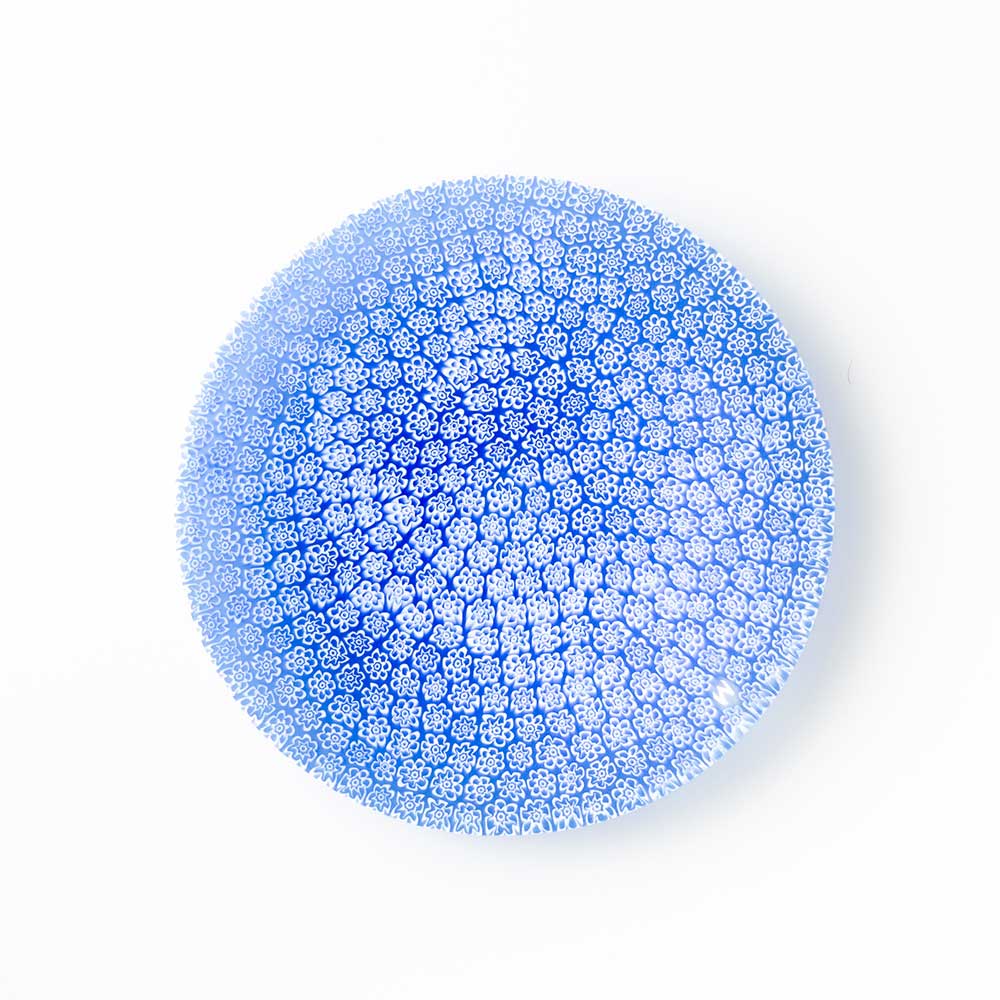 Ercole-Moretti-Classic-collection-piatto-con-murrine-in-vetro-di-Murano-glass-murrina-plate-sky-whisper-Basic_13P_53_2.jpg Sky Whisper plate in blue Millefiori Murano glass ø 13 cm - Image 1