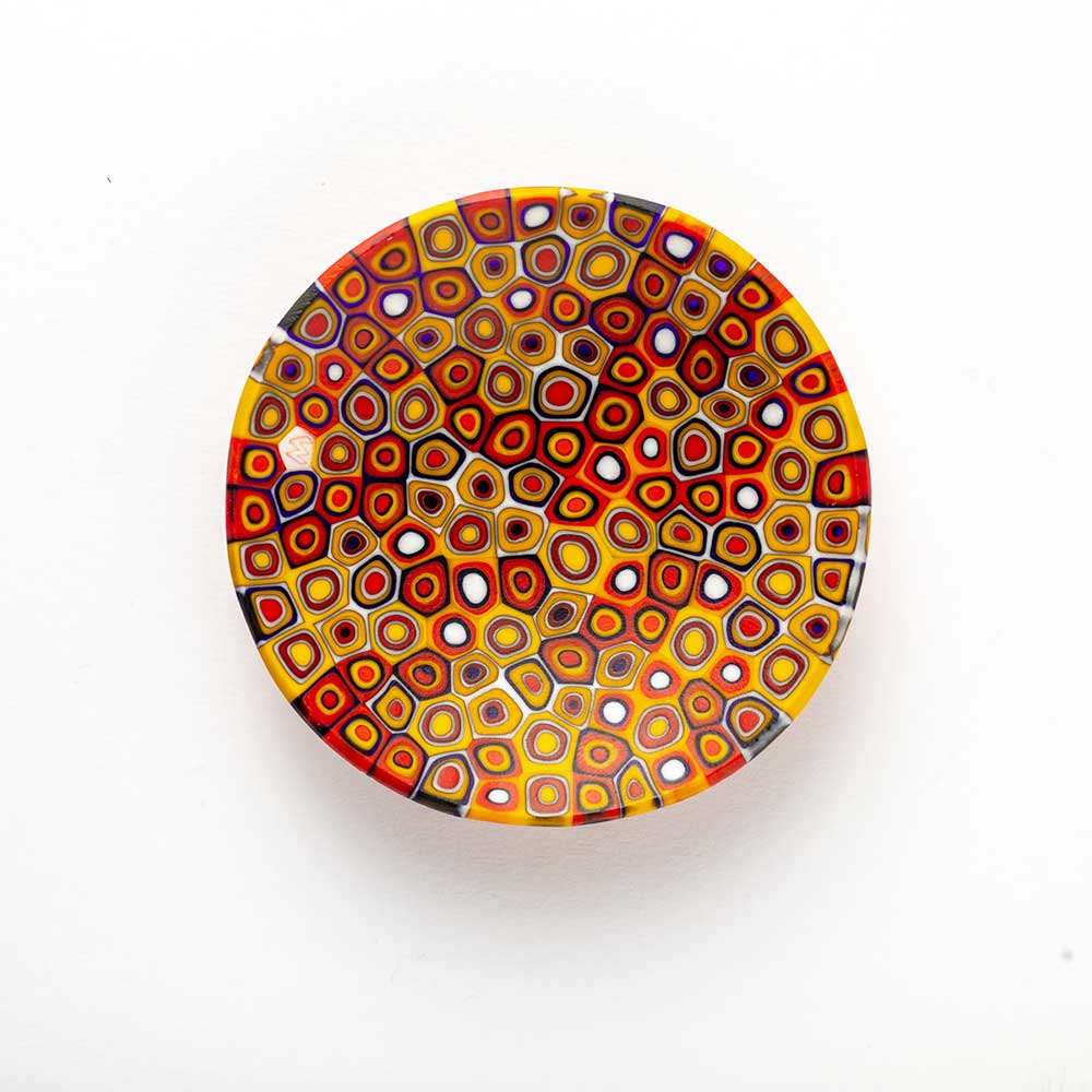 Ercole-Moretti-Classic-collection-piatto-con-murrine-in-vetro-di-Murano-glass-murrina-plate-sunset-serenade-Basic_8_003_2.jpg Piatto Sunset Serenade in murrine senape ø 8 cm - immagine 1