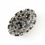 Ebon Mosaic oval bowl in black and white Millefiori Murano glass 10.5 x 7.5 cm