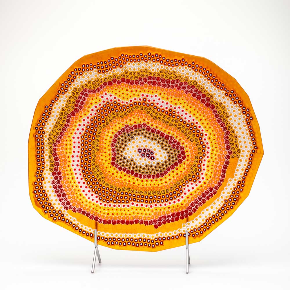 Ercole-Moretti-Design-collection-piatto-di-design-in-vetro-di-Murano-glass-designer-plate-Agata_35_Orange_1.jpg AGATA SCULPTURE in Millefiori Murano glass - Orange large - Image 1