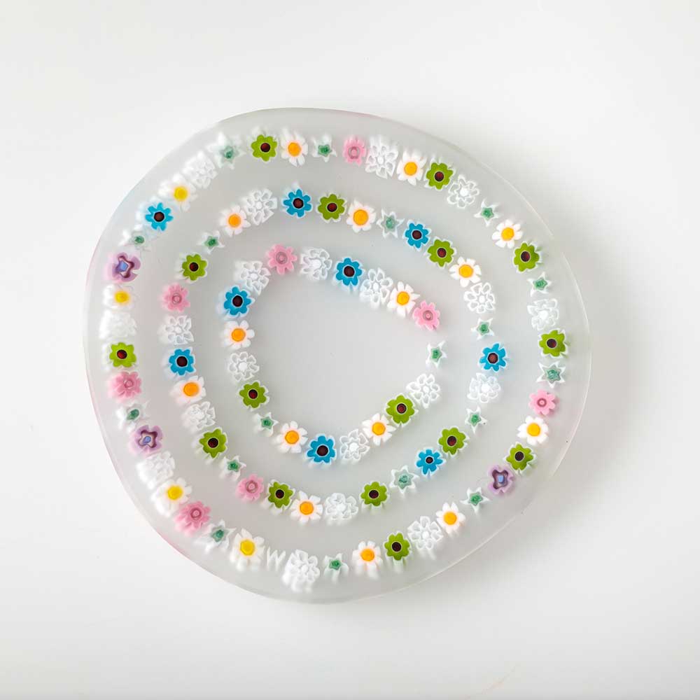 Ercole-Moretti-Design-collection-piatto-di-design-in-vetro-di-Murano-glass-designer-plate-Circles_12_200_2.jpg Circles d'eau plate in multicolor Millefiori Murano glass ø 12 cm - Image 1