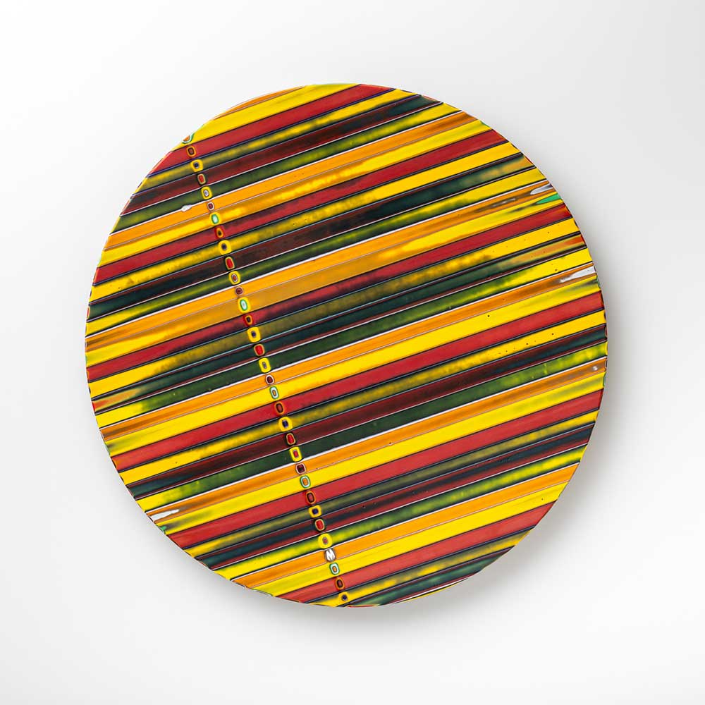 Ercole-Moretti-Design-collection-piatto-di-design-in-vetro-di-Murano-glass-designer-plate-Partresso_25_200_2.jpg Par Tresso Millefiori Murano glass plate ø 25 cm - Image 1