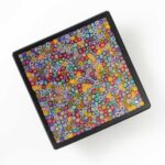 Millefiori square plate in multicolor Millefiori Murano glass 18x18 cm