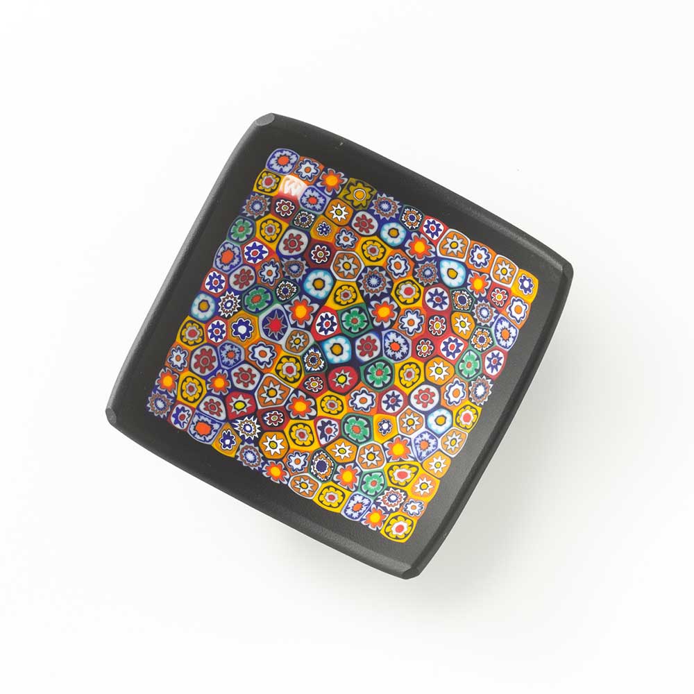 Ercole-Moretti-Frame-collection-piatto-quadrato-in-vetro-di-Murano-glass-square-plate-millefiori-Frame_8_100N_2.jpg Millefiori square bowl in multicolor Millefiori Murano glass 8x8 cm - Image 1