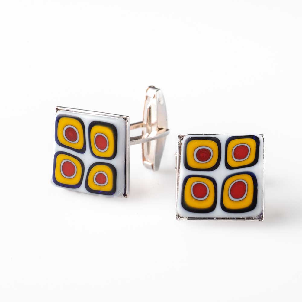 Ercole-Moretti-Garcon-collection-gemelli-per-camicia-in-murrine-glass-cufflinks-maki-10151GEM_024_1.jpg Gemelli Maki argentati con murrine multicolor - immagine 1