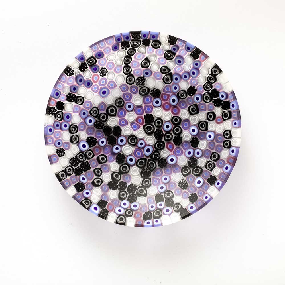 Ercole-Moretti-Gibigiana-collection-ciotola-con-murrine-in-vetro-di-Murano-glass-murrina-bowl-cosmic-touch-Basic_13C_219_2.jpg Ciotola Cosmic Touch in murrine viola ø 13 cm - immagine 1