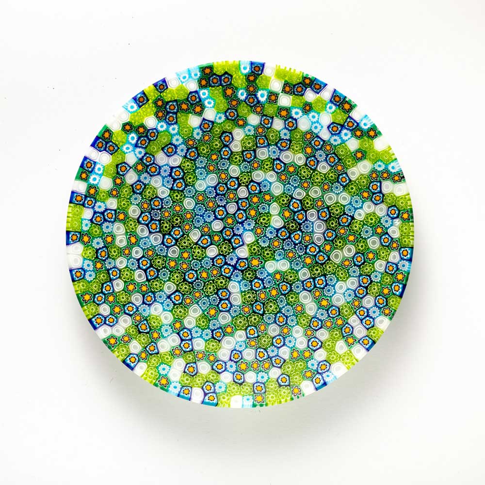 Ercole-Moretti-Gibigiana-collection-piatto-con-murrine-in-vetro-di-Murano-glass-murrina-plate-santonico-Basic_19_222_2.jpg Piatto Santonico in murrine multicolor ø 19 cm - immagine 1