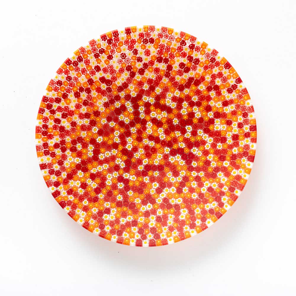 Ercole-Moretti-Gibigiana-collection-piatto-con-murrine-in-vetro-di-Murano-glass-murrina-plate-scarlet-medley-Basic_24_221_2.jpg Piatto Scarlet Medley in murrine rosse ø 24 cm - immagine 1