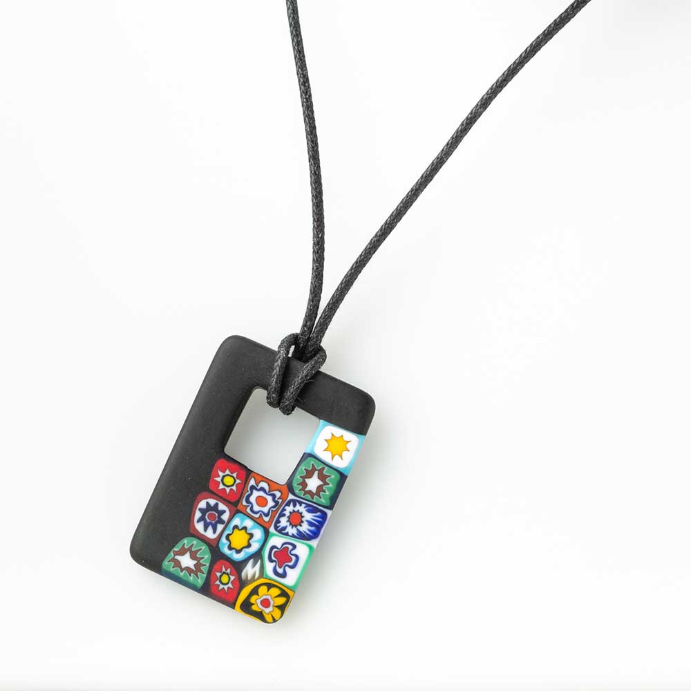 Ercole-Moretti-Half-collection-pendente-in-murrine-in-vetro-di-Murano-glass-pendant-Millefiori-10145_100N_1.jpg Rectangular pendant in Millefiori Millefiori Murano glass - Image 1