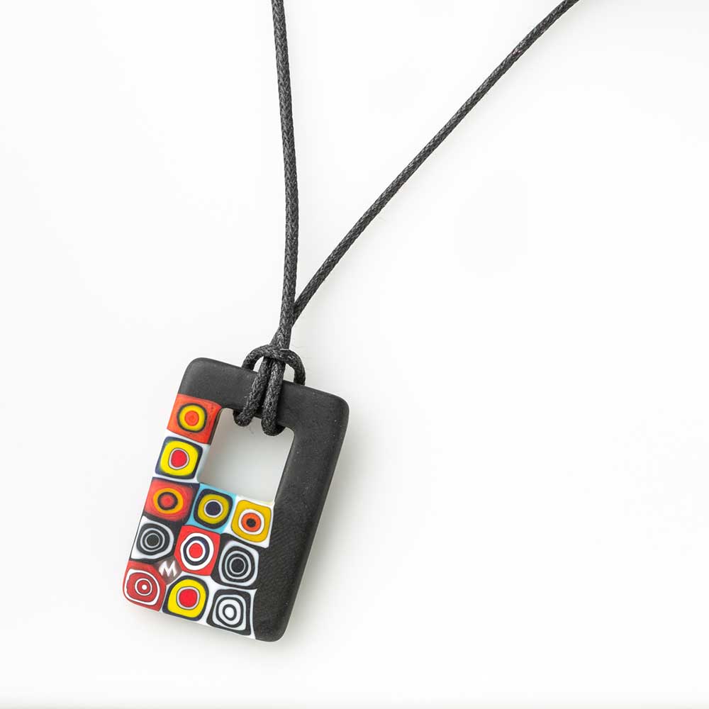 Ercole-Moretti-Half-collection-pendente-in-murrine-in-vetro-di-Murano-glass-pendant-Visionary-Eyes-10145_001N_1.jpg Visionary Eyes rectangular pendant in multicolor Millefiori Murano glass - Image 1