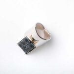 Adjustable silvery Optical Illusion ring with  6 black Millefiori Murano glass - immagine 2