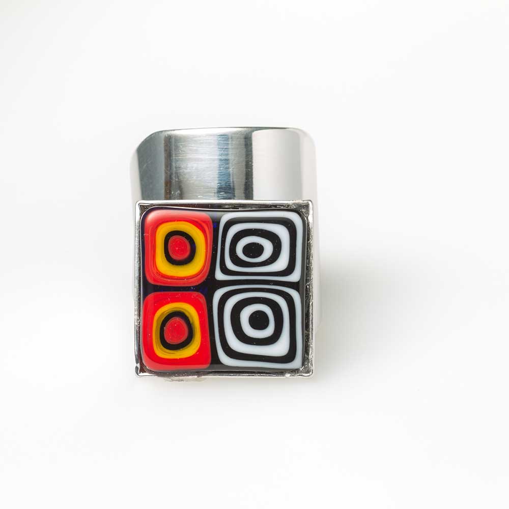 Ercole-Moretti-Mademoiselle-collection-anello-con-murrine-in-vetro-di-Murano-glass-adjustable-ring-Virtual-Reality-10151AN_M3_1.jpg Anello Virtual Reality argentato regolabile con 4 murrine multicolor - immagine 1