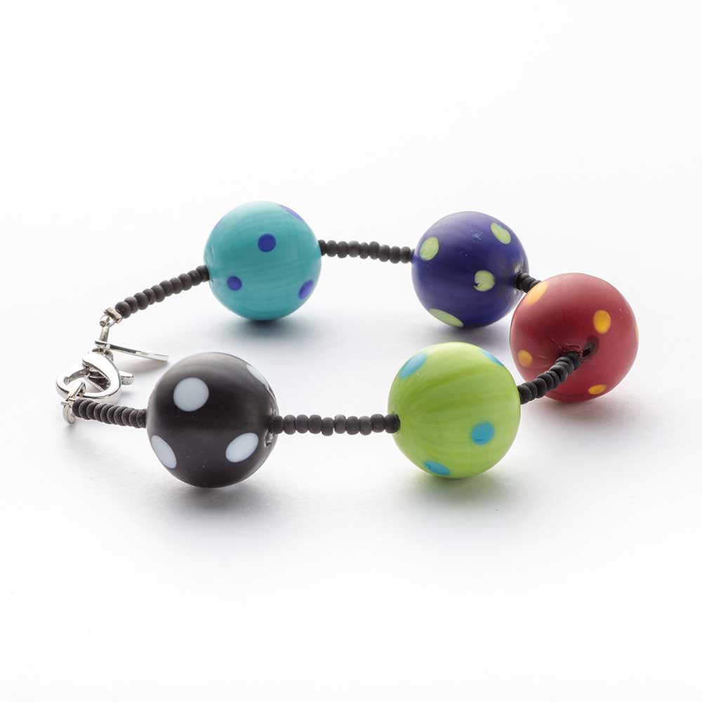Ercole-Moretti-Murano-Charms-collection-bracciale-in-vetro-di-murano-glass-bracelet-Polka-Dots-202413_BR_MIX_1.jpg Bracelet Polka Dots with multicolor Murano glass beads - Image 1
