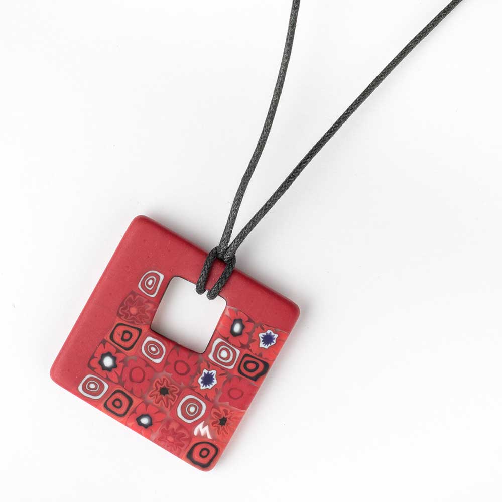 Ercole-Moretti-One-collection-pendente-in-murrine-in-vetro-di-Murano-glass-pendant-Crimson-Bouquet-10143_R_1.jpg Pendente quadrato Crimson Bouquet in murrine rosse - immagine 1