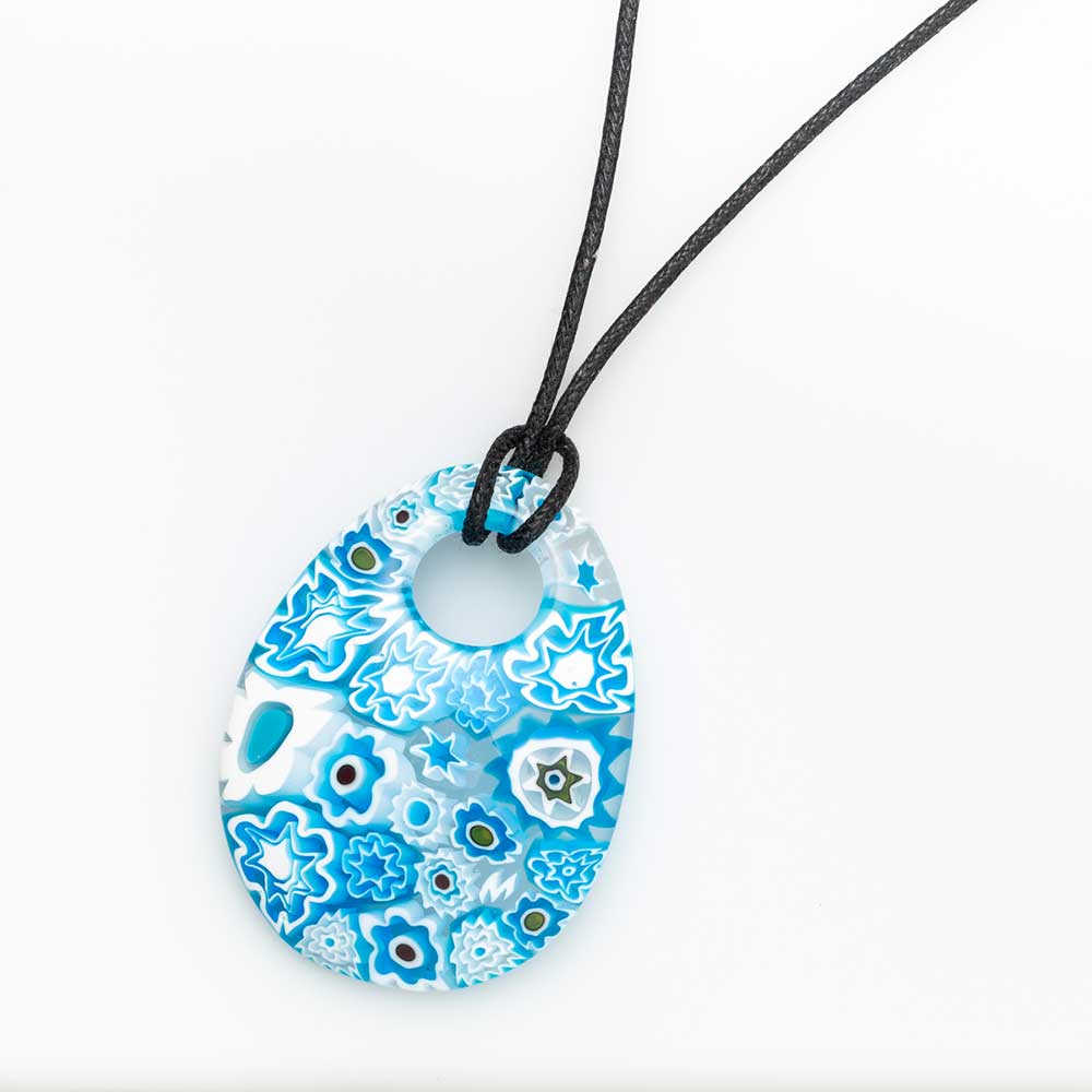 Ercole-Moretti-Oval-collection-pendente-in-murrine-in-vetro-di-Murano-glass-pendant-Azure-Elegance-10459_A_1.jpg Pendente ovale Azure Elegance in murrine - immagine 1