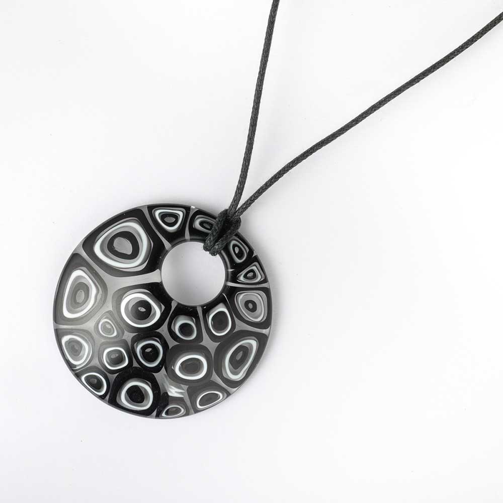 Ercole-Moretti-Round-collection-pendente-in-murrine-in-vetro-di-Murano-glass-pendant-Black-Hole-10393_64_1.jpg Black Hole round Millefiori Murano glass pendant - Image 1