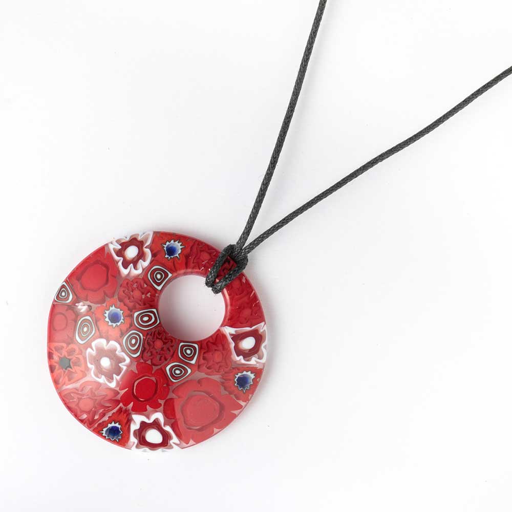 Ercole-Moretti-Round-collection-pendente-in-murrine-in-vetro-di-Murano-glass-pendant-Crimson-Bouquet-10393_R_1.jpg Crimson Bouquet round Millefiori Murano glass pendant - Image 1