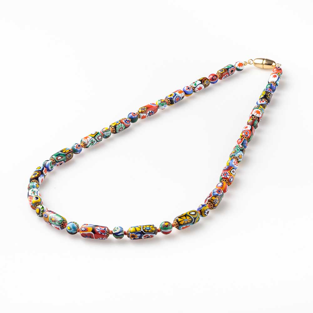 Ercole-Moretti-Venetian-Decollete-collection-collana-in-murrine-in-vetro-di-Murano-glass-necklace-Millefiori-8662_60_1.jpg Necklace with Millefiori Murano glass cylinder beads 60 cm - Image 1