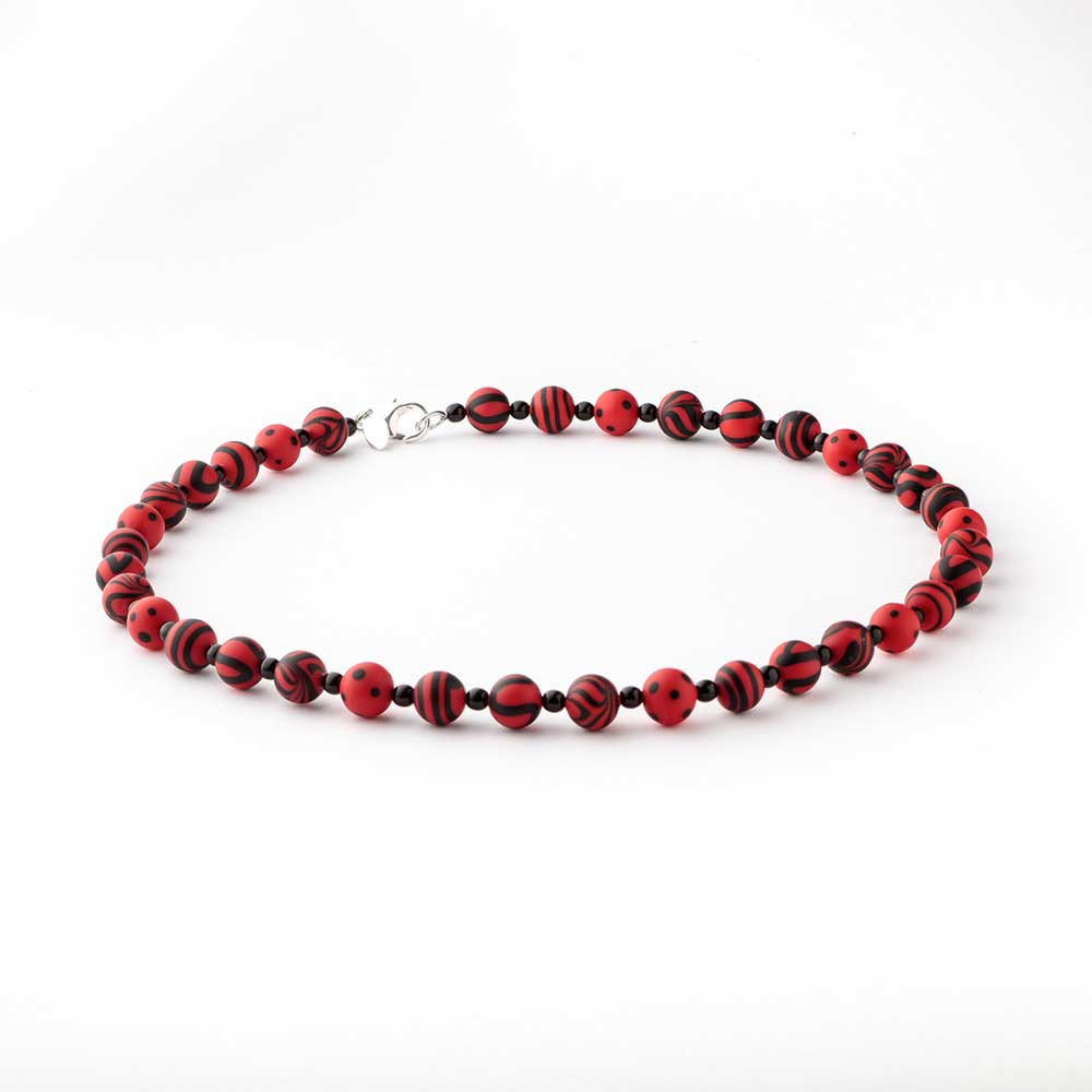 Ercole-Moretti-Venetian-Decollete-collection-collana-in-perle-in-vetro-di-Murano-pearl-glass-necklace-Grooves-202430_50_R_1.jpg Grooves red Murano glass necklace 50 cm - Image 1
