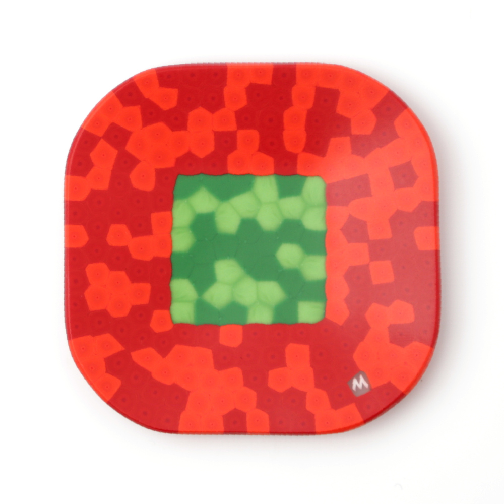 Ercole-Moretti-Design-collection-piatto-di-design-in-vetro-di-Murano-glass-designer-plate-Asia-G_10x10_7_2 Piatto Asia G in murrine millefiori rosse 10x10 xm - immagine 1