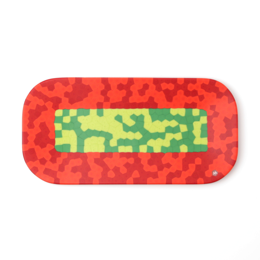 Ercole-Moretti-Design-collection-piatto-di-design-in-vetro-di-Murano-glass-designer-plate-Asia-G_10x20_7_2 Piatto Asia G in murrine millefiori rosse 10x20 cm - immagine 1