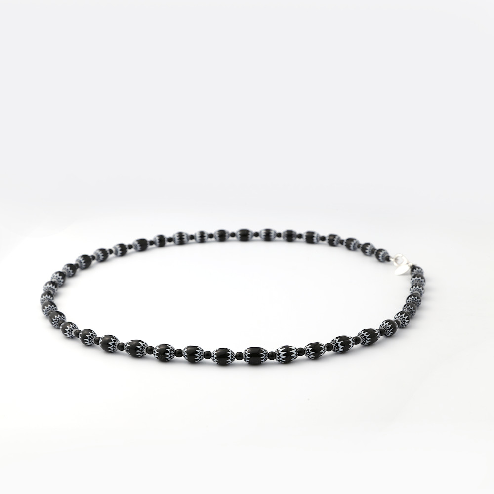 Rosetta_BK_60_2 Chevron bead necklace - Black 60 cm - Image 1