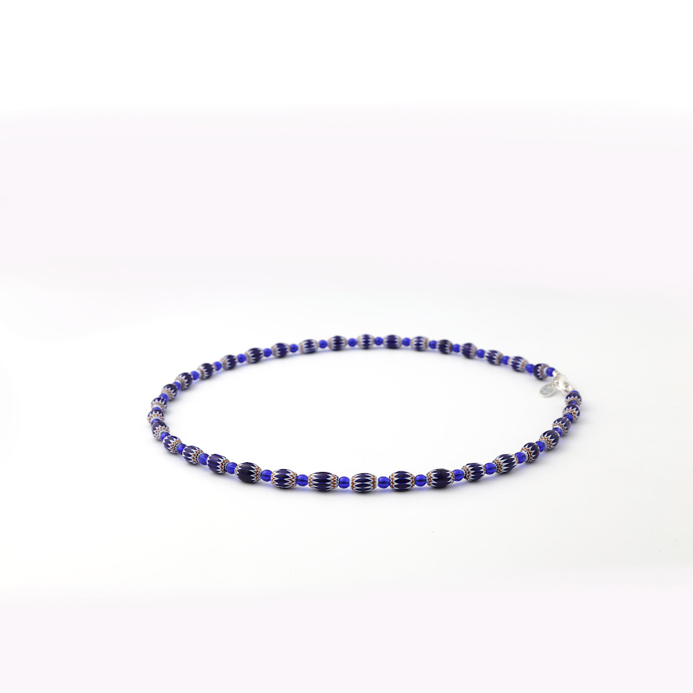 Rosetta_BL_50_2 Chevron bead necklace - blue 50 cm - Image 1
