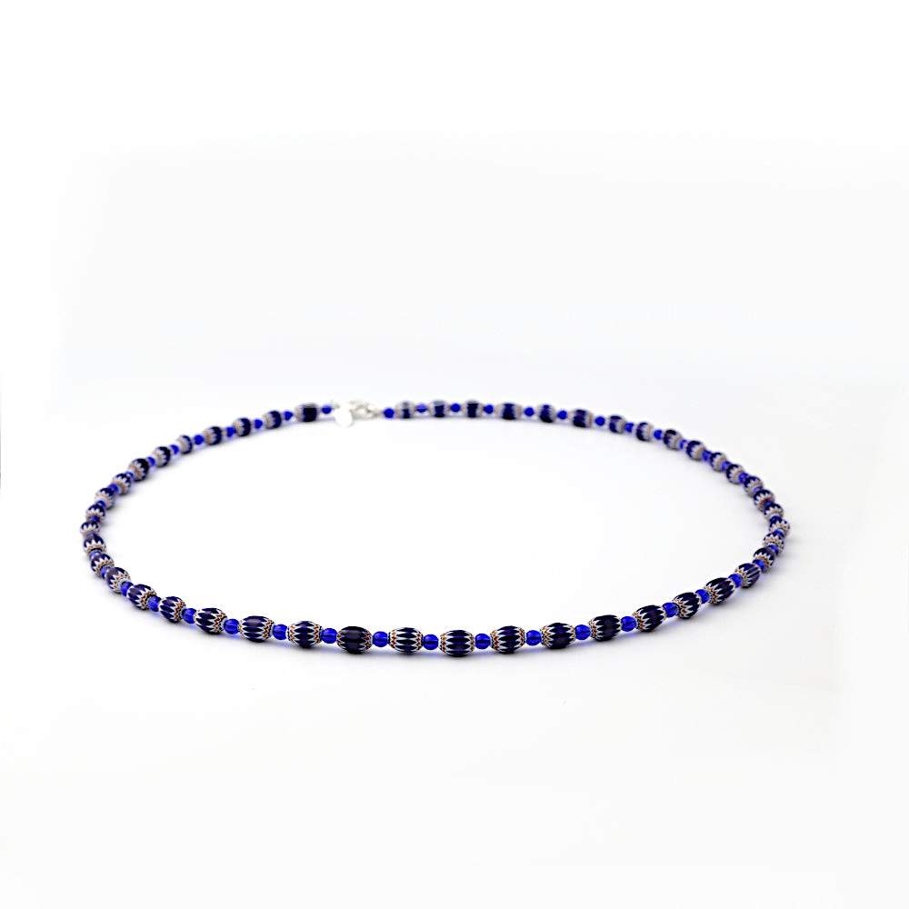 Created with GIMP Chevron bead necklace - Blue 60 cm - Image 1